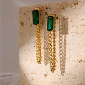 Gold plated emerald ear rings